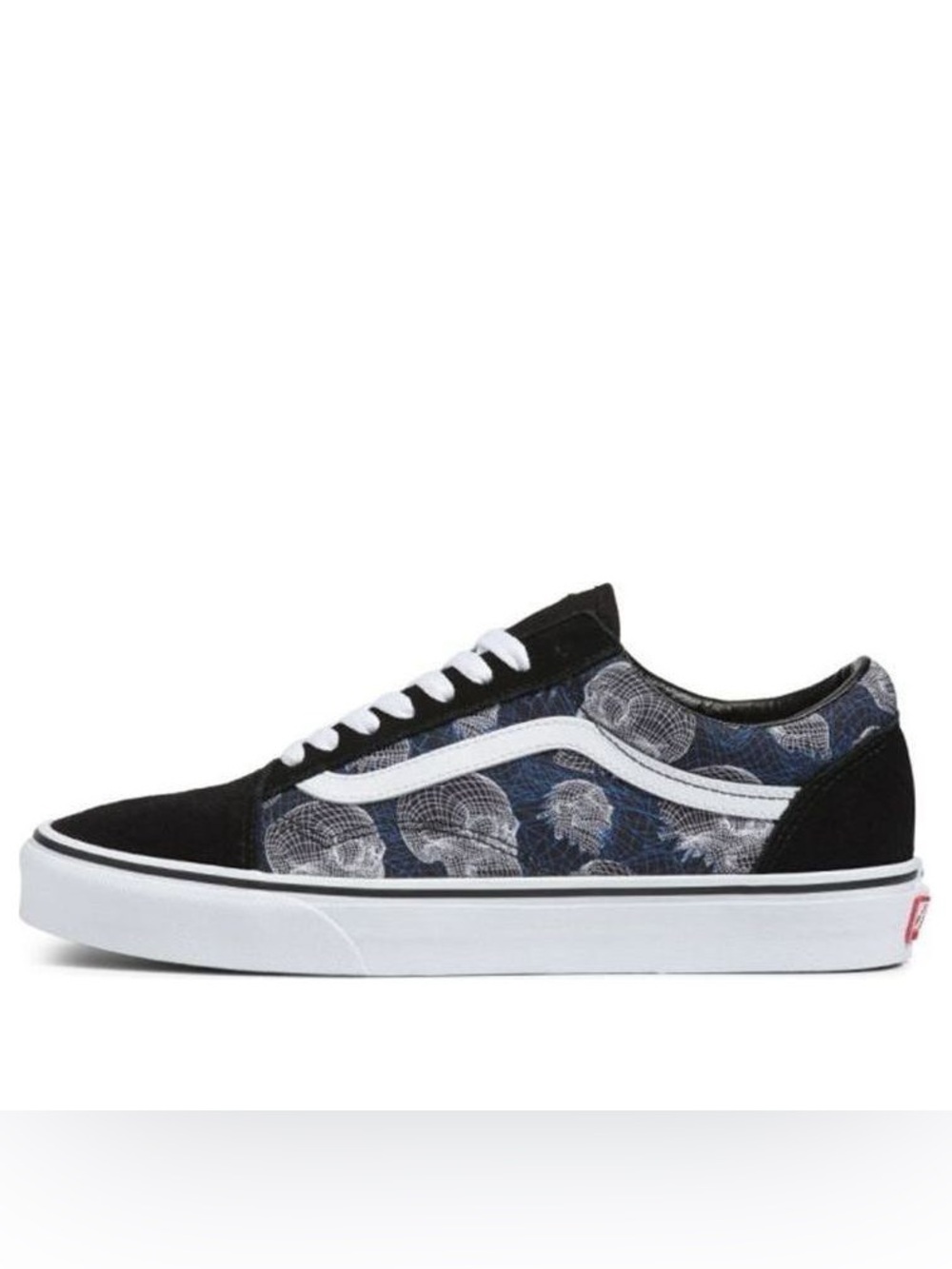 Vans Black and Navy Old Skool Skate Shoes with Skull Graphic